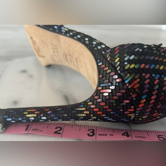 Stuart Weitzman 4” Heels Multicolor Suede Open Toe Iconic Nudist Ankle Strap 6.5 - Picture 8 of 11